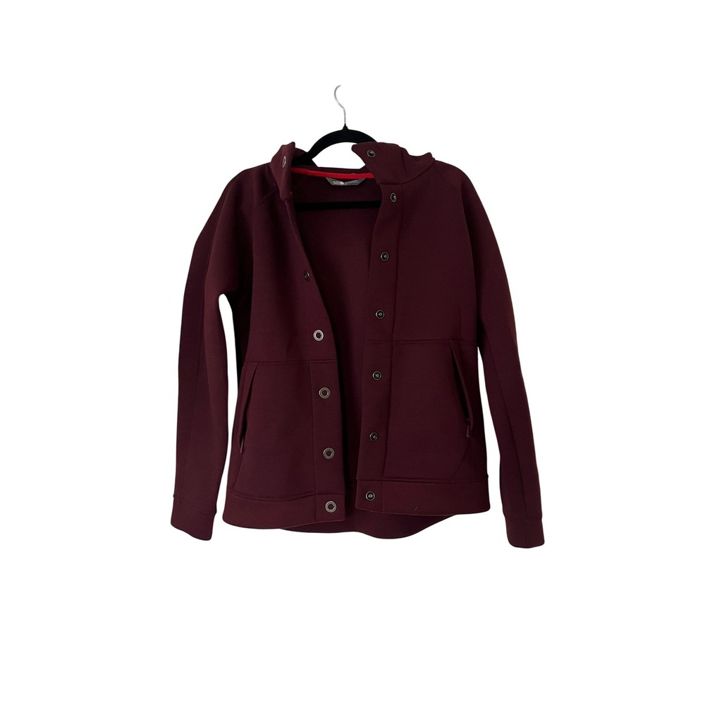 The North Face Women's Snap-Front Hooded Jacket Burgundy Sz S